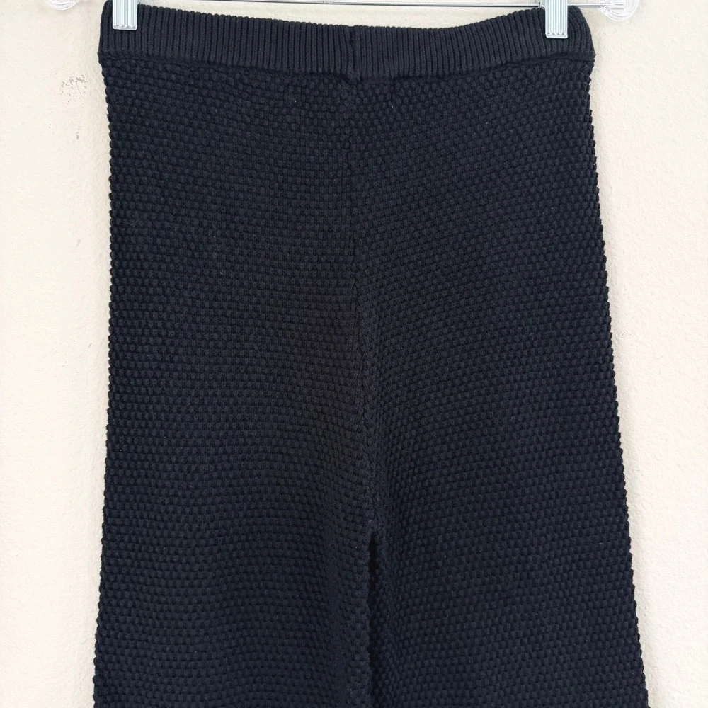Free People Beach Hailee Waffle Stitch Black Wide Leg Pants Women XS Chunky Knit
